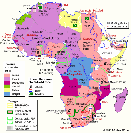Kolonier i Afrika mellan 1914-1930